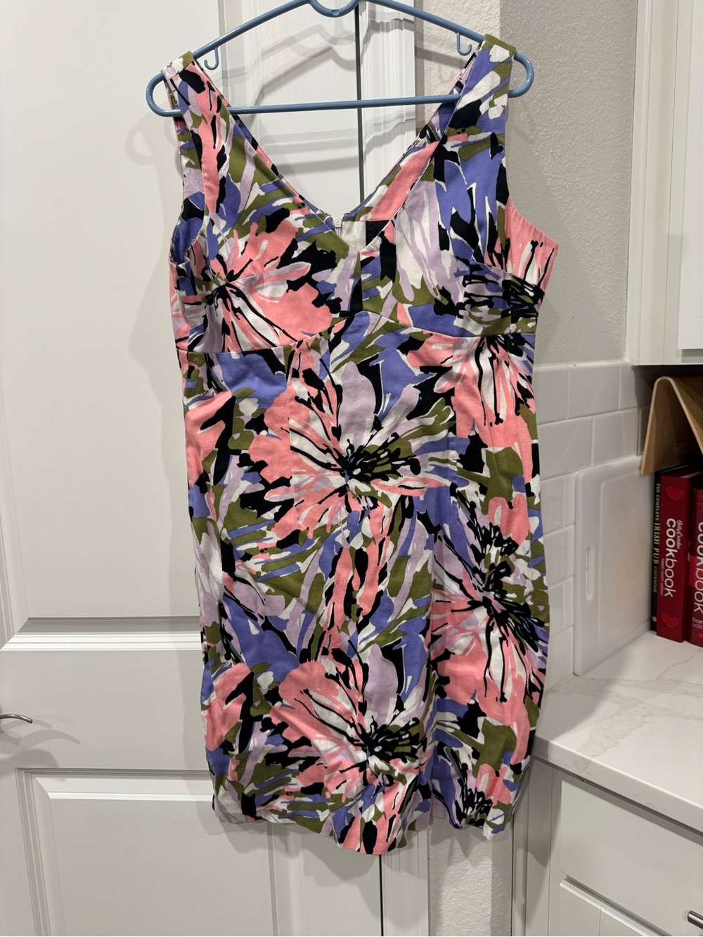 Scarlett Floral V-Neck Mini Dress in Pink, Lavender & Olive